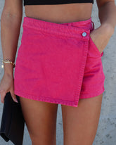 Stacey Denim Skort - Hot Pink